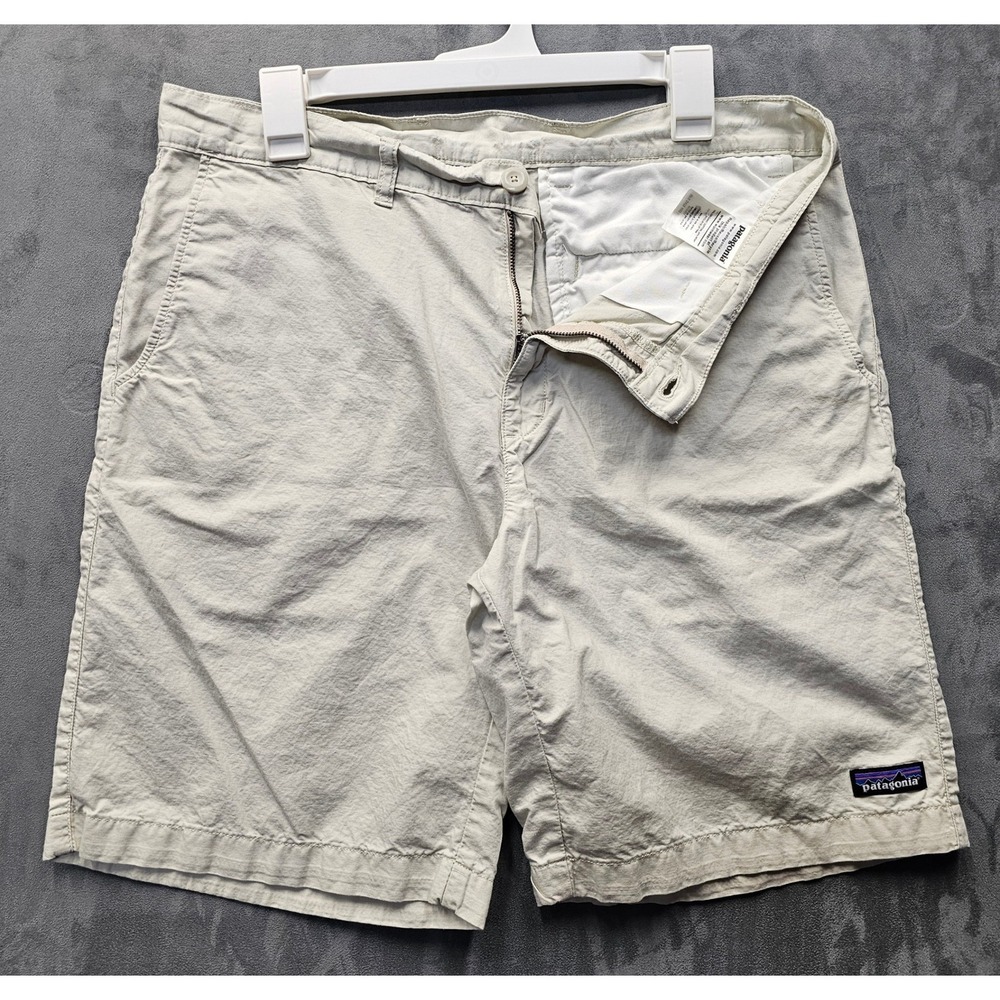 Patagonia Mens 34 Organic Cotton Hemp Khaki Beige Shorts 55210 Summer Hiking